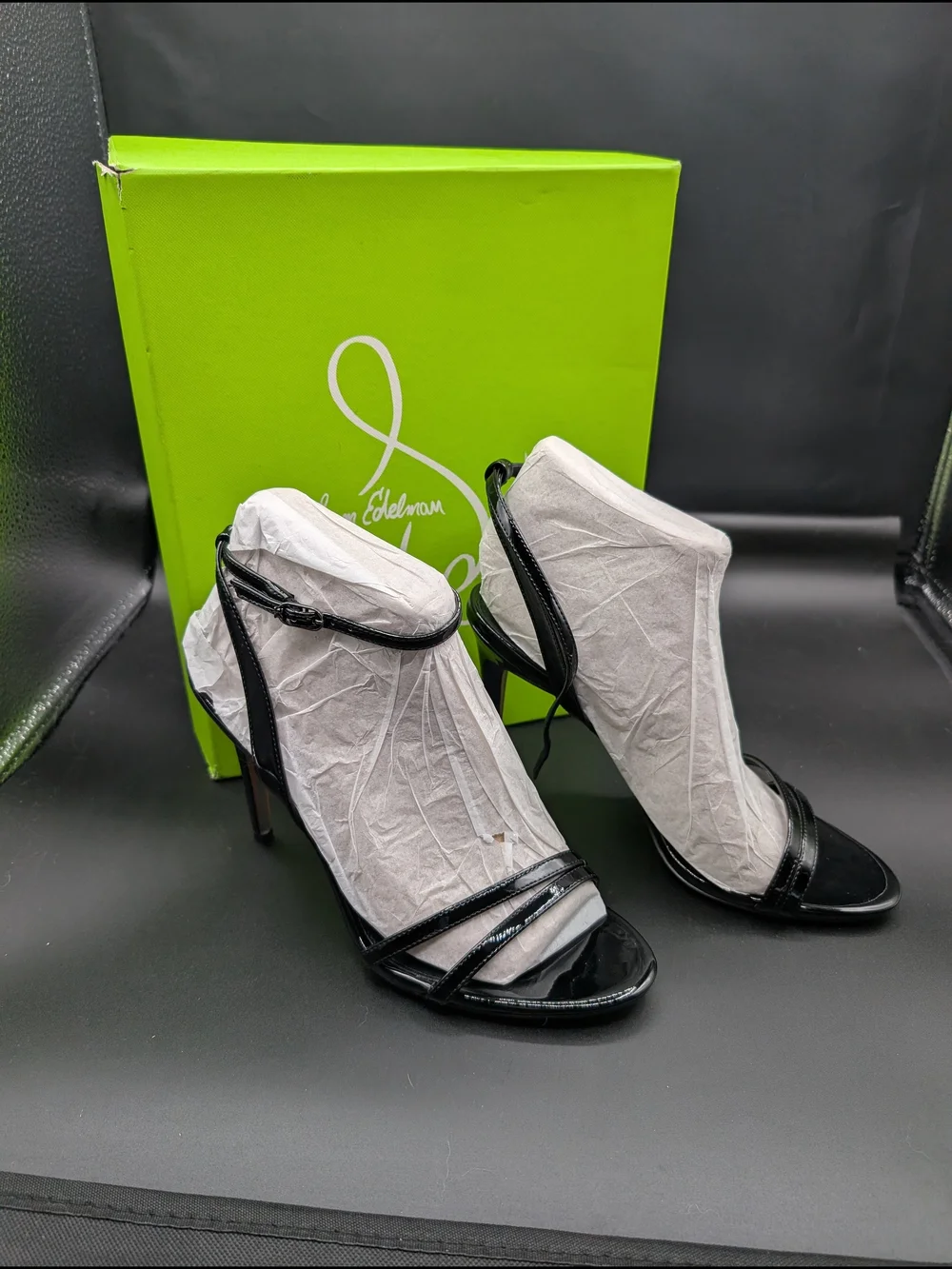 Black Patent Strappy High Heel Sandals by Sam Edelman